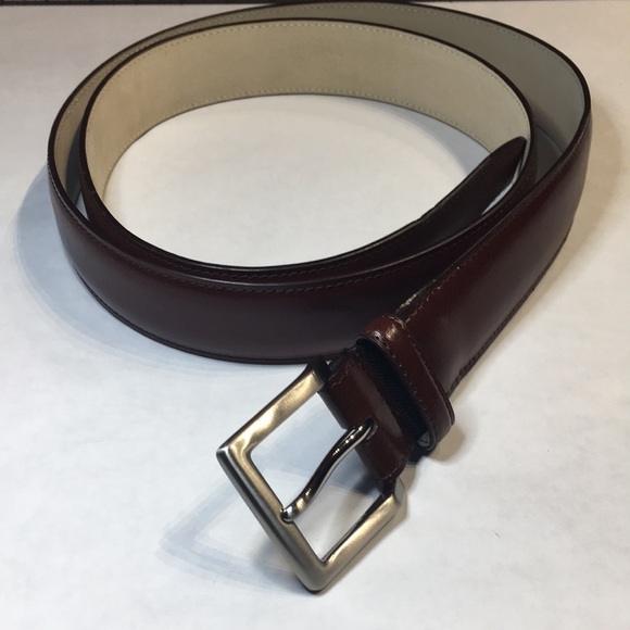 Handsome mahogany brown belt with brushed metal square buckle. - Picture 9 of 9